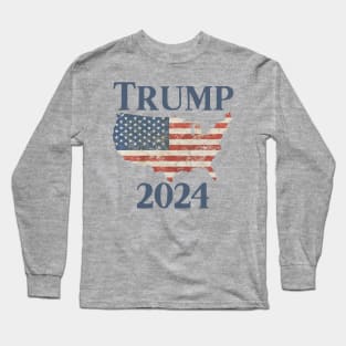 Vintage Trump 2024 US American Flag 2024 Election Long Sleeve T-Shirt